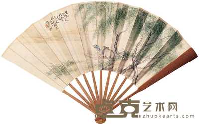 鞠隐 管西园 1922年作 牧牛图 行书 成扇 